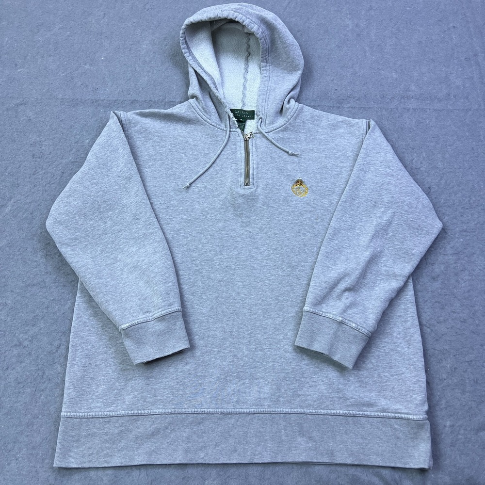 Lauren Ralph Lauren Hoodie Women's Medium Gray 1/4 Zip Sweatshirt RLR Crest Logo